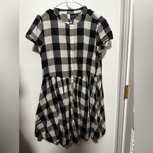 GAP Black and White Plaid Short Sleeve Dress 100% Cotton M